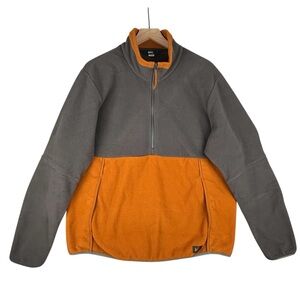 REI Co-op Fleece Jacket Men Large Orange Gray Colorblock Pullover